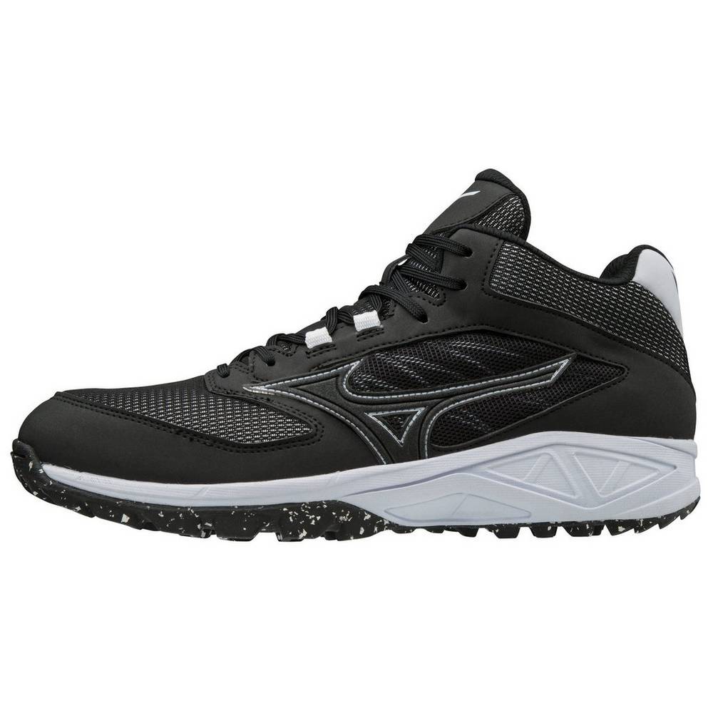 Mizuno Dominant All Surface Mid Cut Turf Férfi Baseball Cipő Fekete/Fehér GDS315980